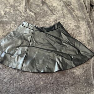H&M Black Faux Leather Skater Skirt